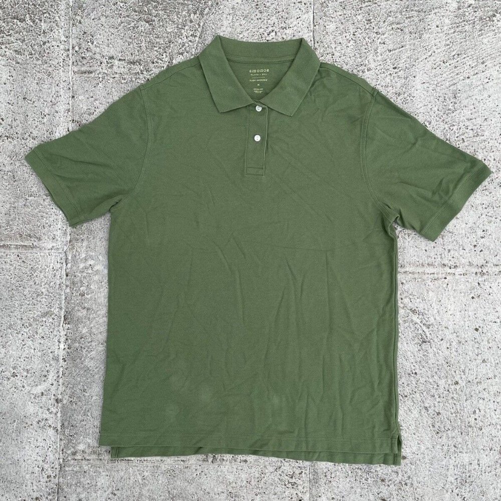 Sonoma Men Polo Tee Green Cotton Weekend Polo Short Sleeve T Shirt Size M